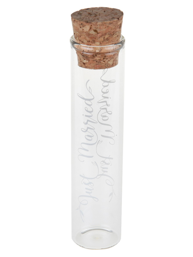Tubes en verre avec liège Just Married (10cm) main product photo