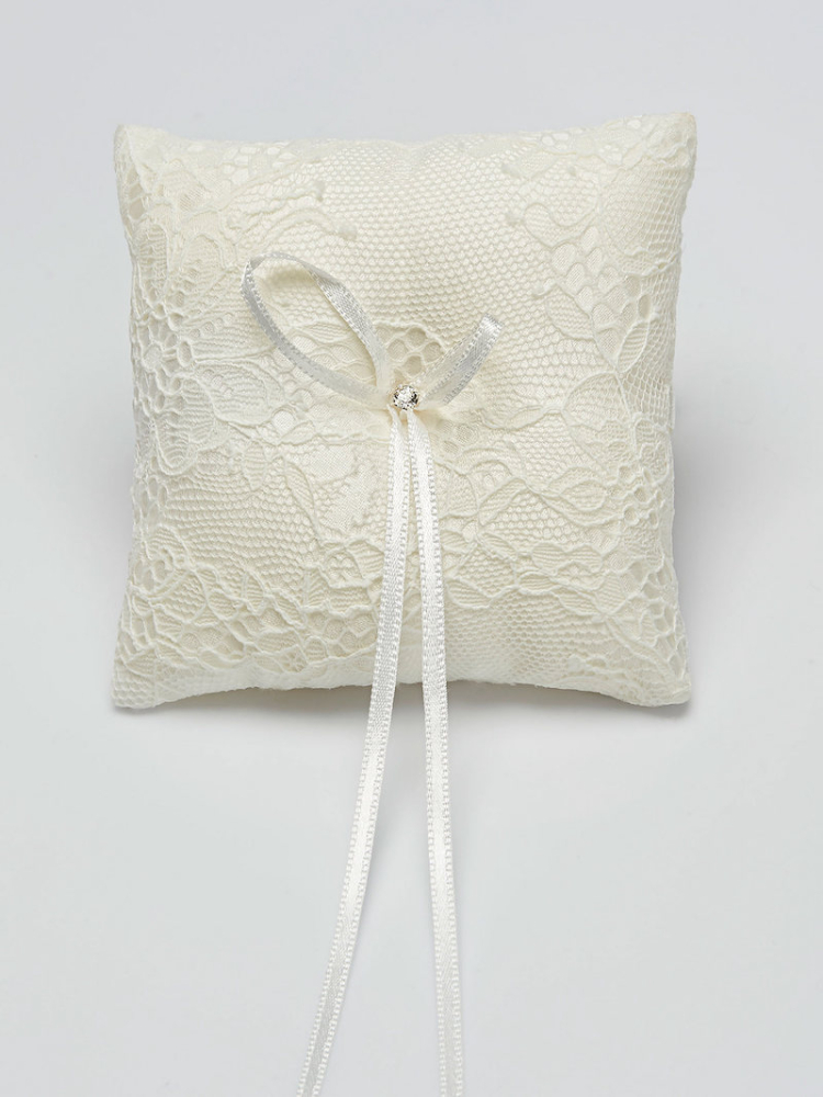 Coussin d'alliances dentelle et cristaux Swarovski main product photo