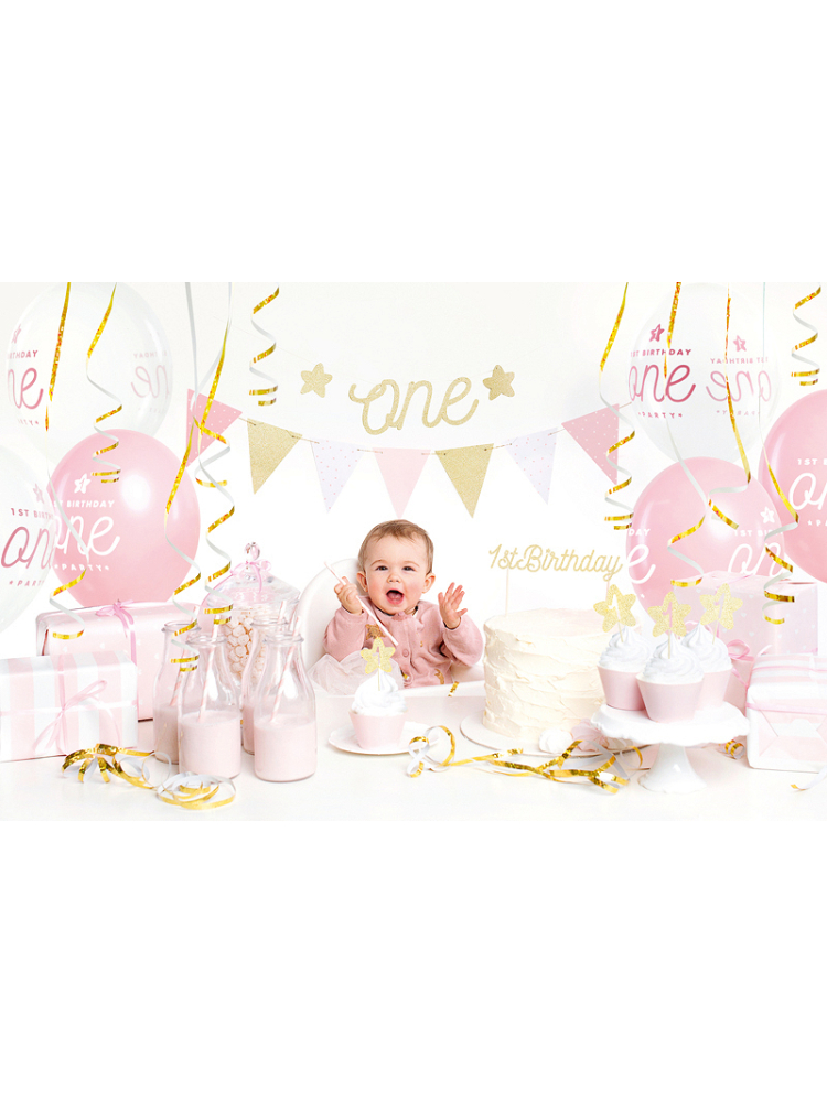 Set de décorations de fête - 1er anniversaire rose/argent main product photo