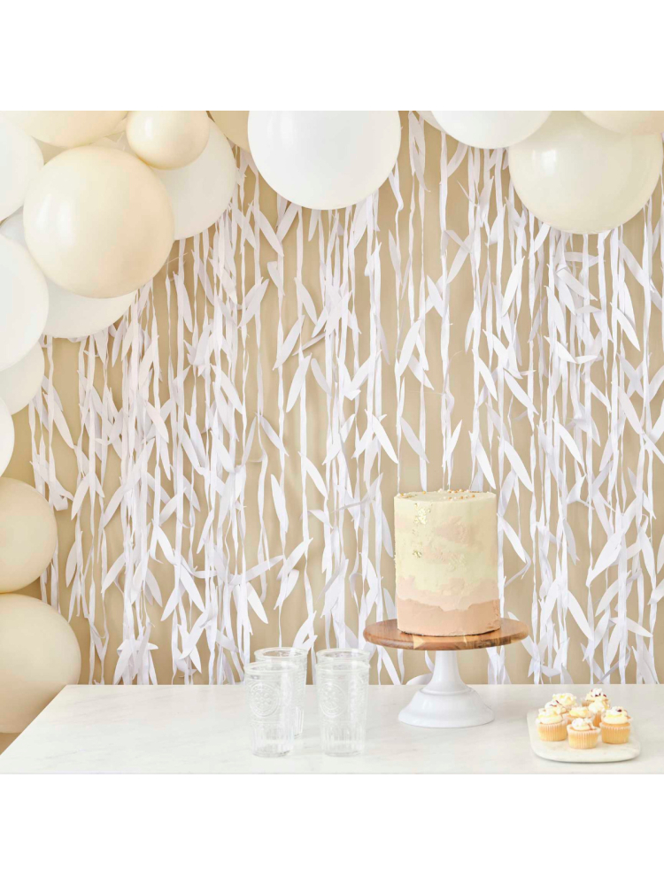 Ginger Ray BRA-336 Blanc Feuilles Backdrop main product photo