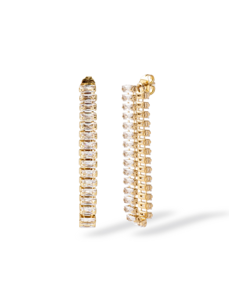 Abrazi Baguette Double Boucles d'Oreilles Or main product photo