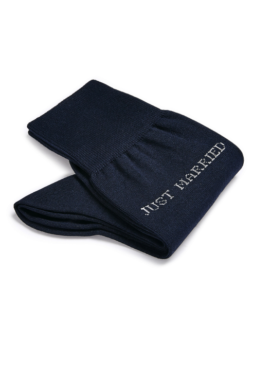 Carlo Lanza Just Married Chaussettes en Coton Bleu Foncé
