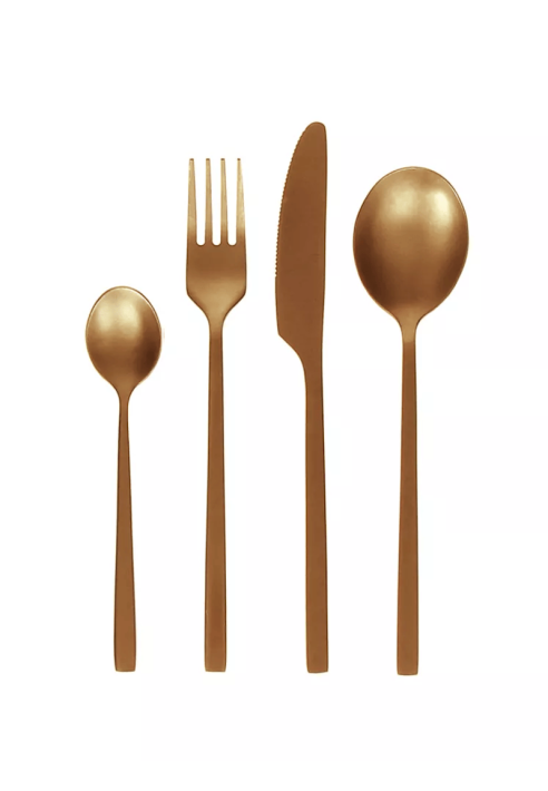 POMAX – OSAWA – Set de couverts 16 pièces 18/10 – Acier inoxydable – Cuivre ()