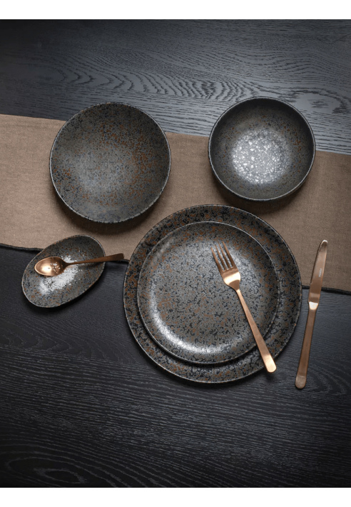 POMAX – OSAWA – Set de couverts 16 pièces 18/10 – Acier inoxydable – Cuivre