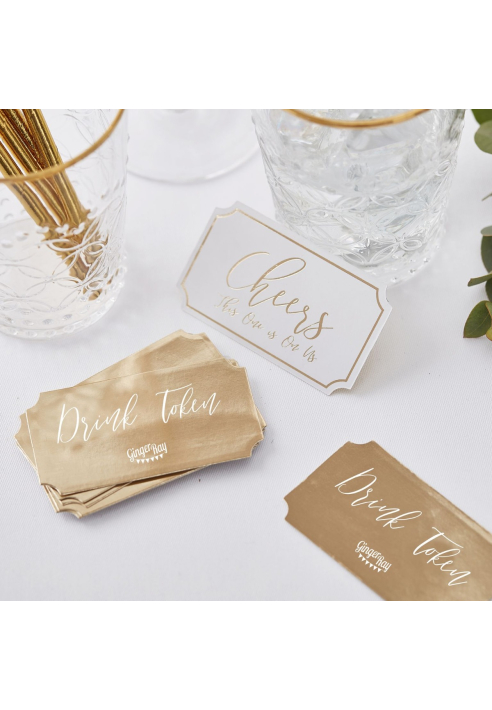 Ginger Ray GO-169 Gold Wedding Jetons de Boisson ()