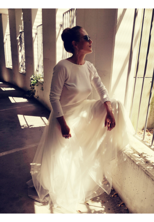 Jersey de mariée avec encolure au dos P5303 Forever & Eva