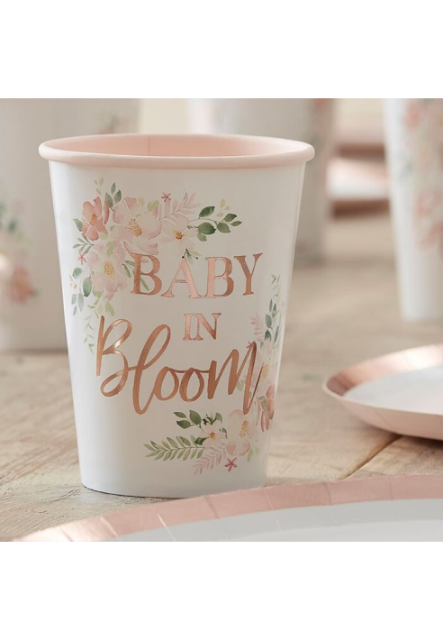 Ginger Ray BL-116 Floral Baby Shower Tasses ()