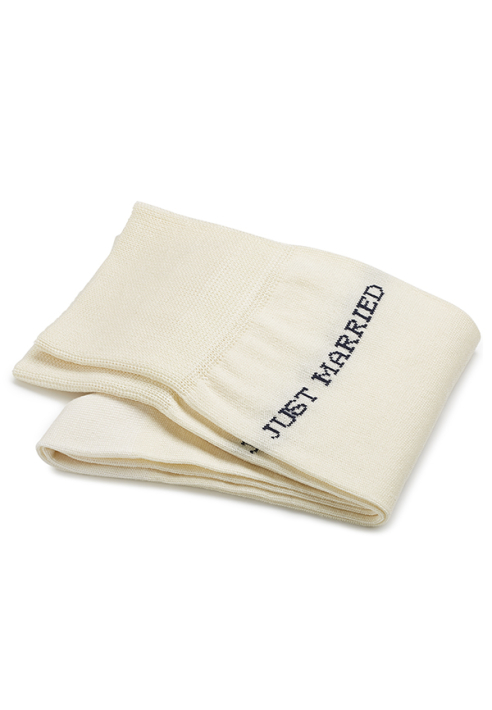 Carlo Lanza Just Married Chaussettes en Coton Blanc Ivoire