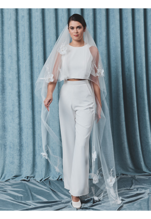 S75512-210-2 Voile avec fleurs 3D et perles ()