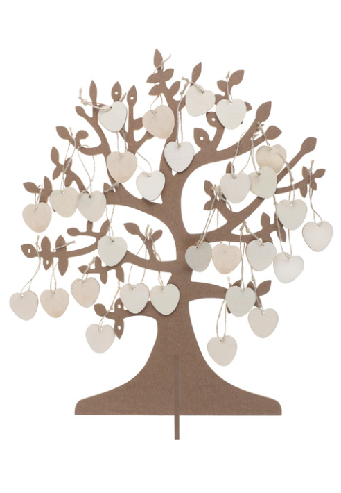 Arbre à souhaits avec coeurs en bois (50 pièces) ()