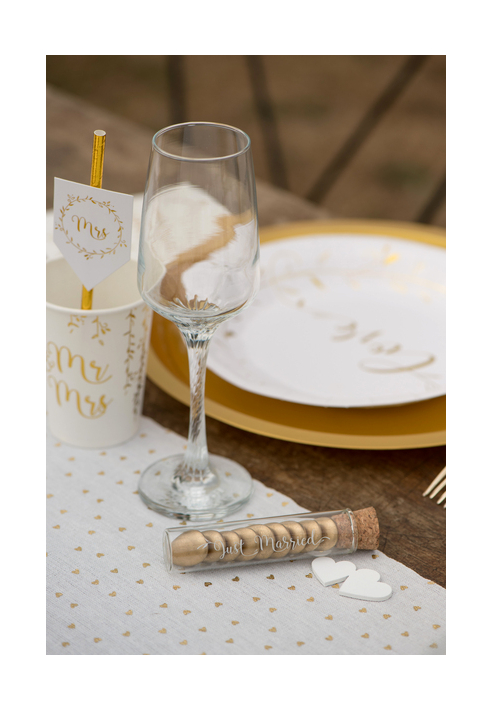 Tubes en verre avec liège Just Married (10cm)