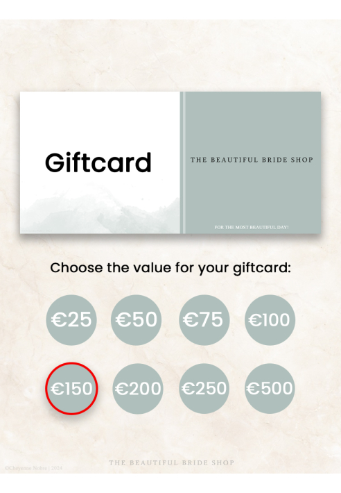 The Beautiful Bride Shop Carte Cadeau €150