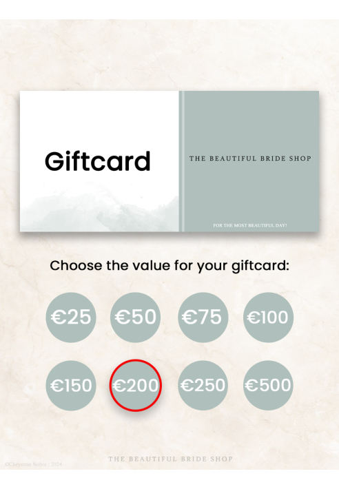 The Beautiful Bride Shop Carte Cadeau €200