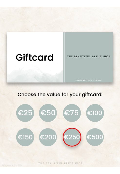 The Beautiful Bride Shop Carte Cadeau €250