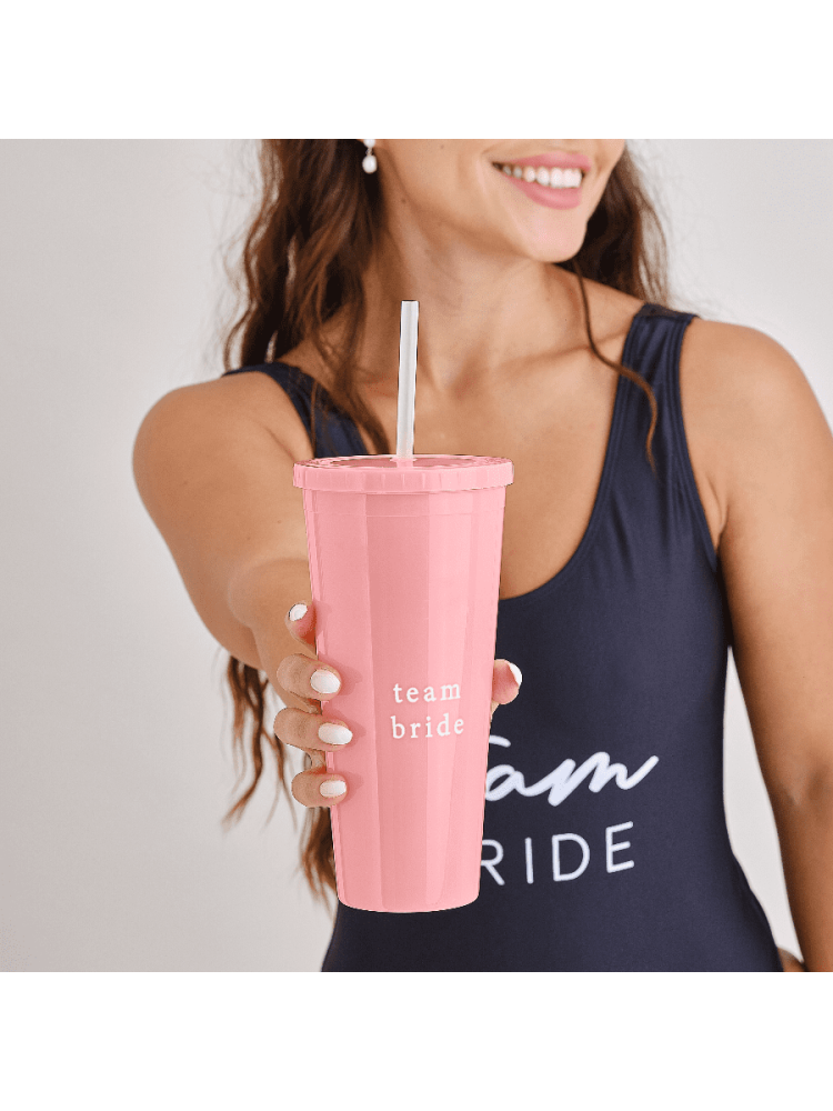 Ginger Ray HEN-142 Team Bride Tasse Réutilisable avec Paille Rose main product photo