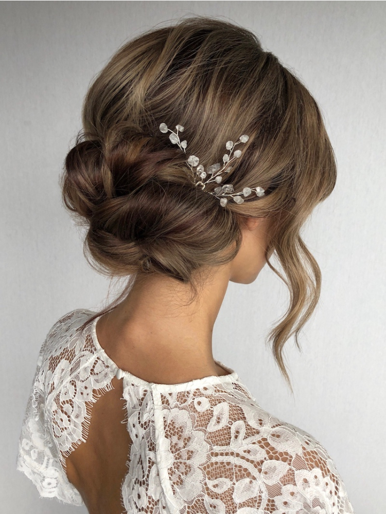 Sally Jane Bridal Lotis Épingles à Cheveux Argent Transparent main product photo