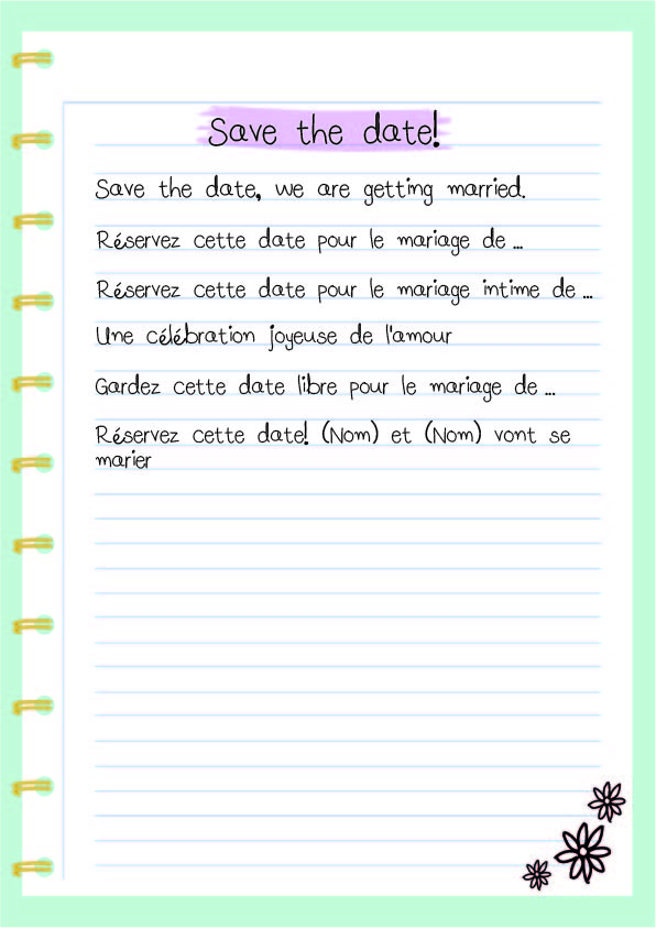 Save the date Textes